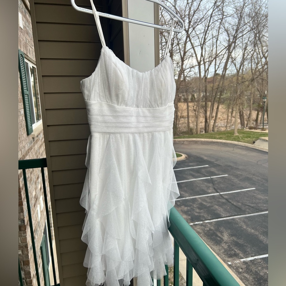 🆕 Pear Culture White Ruffle Women’s Spaghetti Strap Wedding Dress 13/14(S,M) - Picture 3 of 12